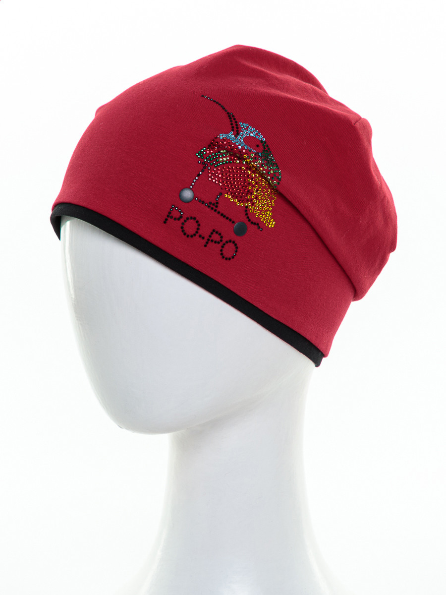 Птичка Po - Po шапочка Д1013 футер красный + черный р-р 52-53