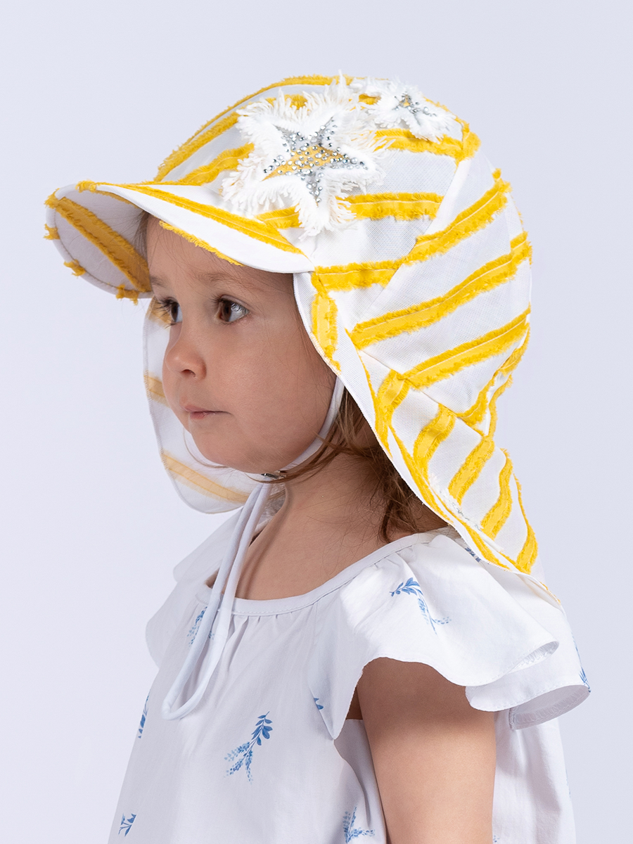 Руслана морские звездочки шапочка с козырьком хлопок диагональ желтый р-р 46-47